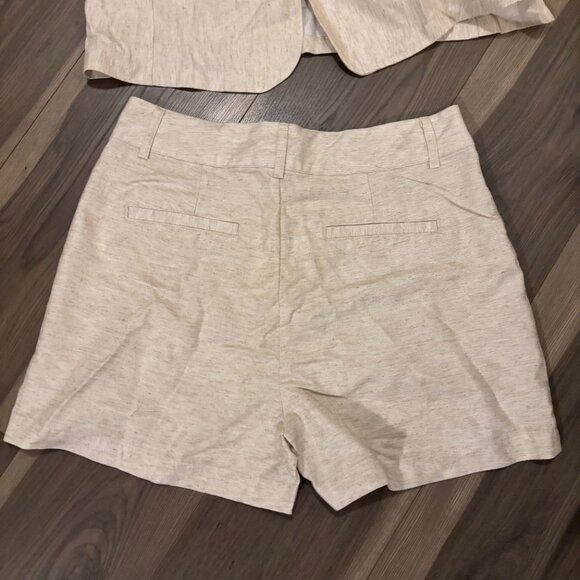 Weekend Los Angeles Women's Linen Blend Oatmeal Blazer Shorts Set ~ Medium ~ NWT - Picture 4 of 5